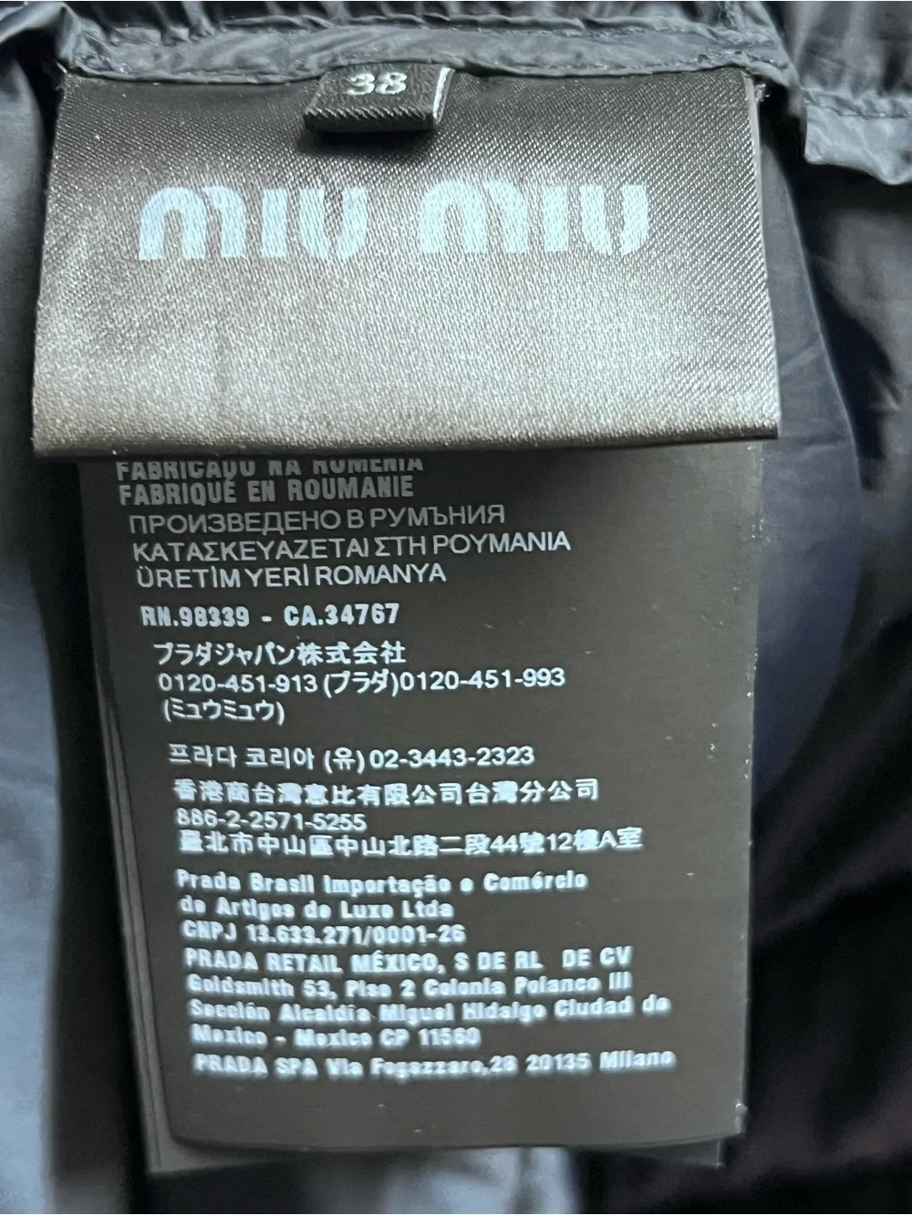 New Miu Miu Light Pongé Navy Puffer Down Vest